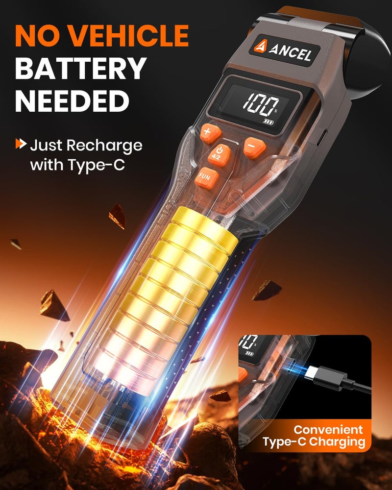 Ancel LT70 Digital Timing Light Automotive, Inductive Ignition Timing Light Gun with Tachometer, Advance, Dwell & Voltage Test, High Bright LED & Type-C Charging, for 9–16 V 2 & 4 Stroke Gas Engines - Image 4